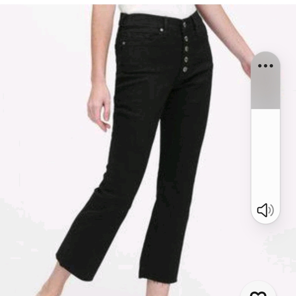 Banana Republic Mid Rise Crop Flare Petite Women's Black Jeans